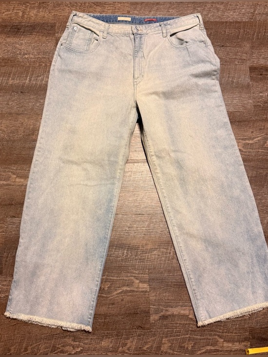 Pilcro Denim - Anthro Pilcro Light Wash Wide-Leg Jeans with Frayed Hem Sz 16W